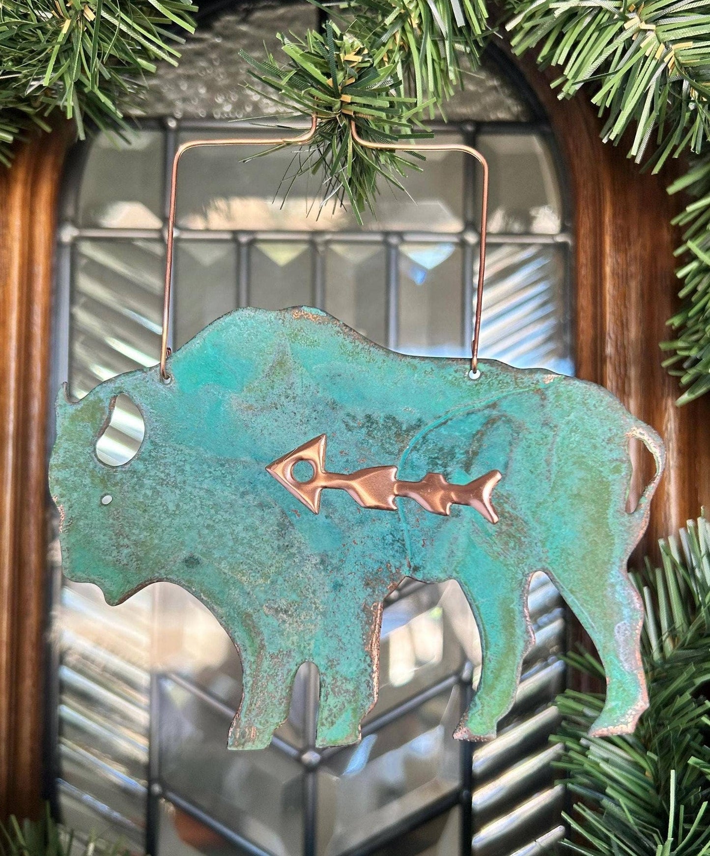 Buffalo Bison Copper Christmas Ornament