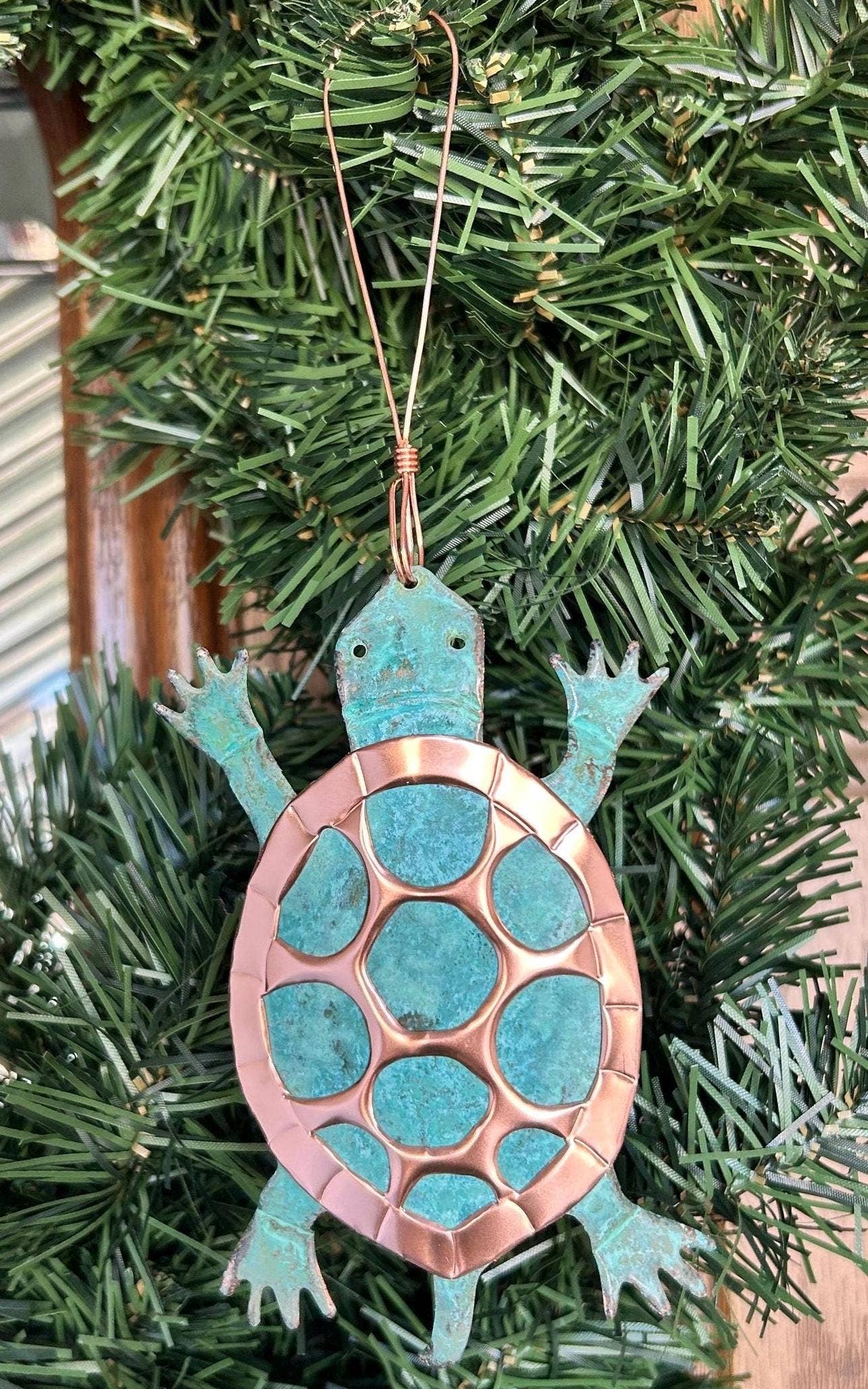 Turtle Tortoise Copper Christmas Ornament