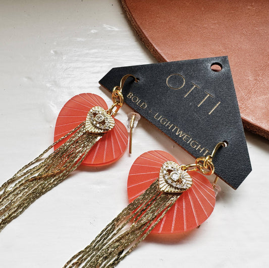 18K Gold Glamour Fringe earring: Sacred Heart/Evil Eye