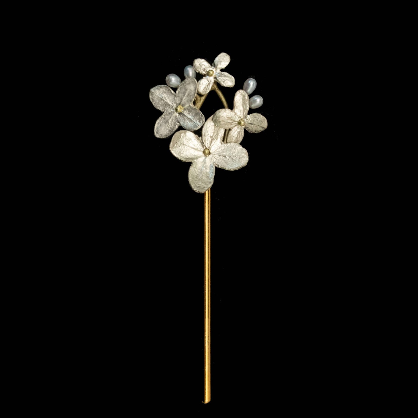 White Hydrangea Cluster Hair Pin
