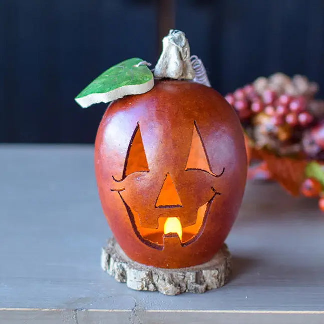 Hand-Crafted Pumpkin Gourd - Lucas Miniature Lit - Fall Decor