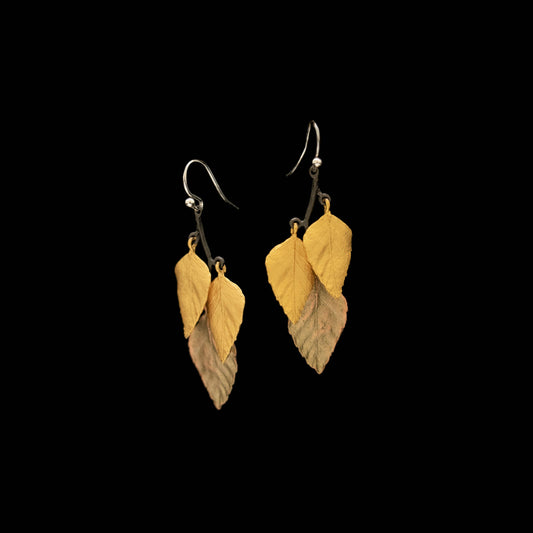 Autumn Birch 3 Leaf Wire Earrings