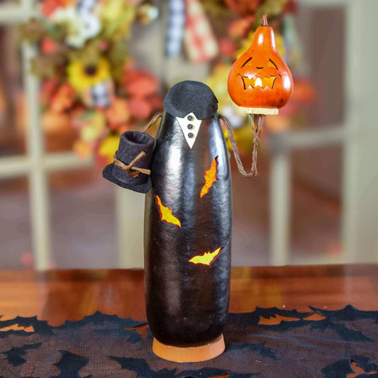 Hand-Crafted Gourd Luminary - Ichabod - Halloween Decor
