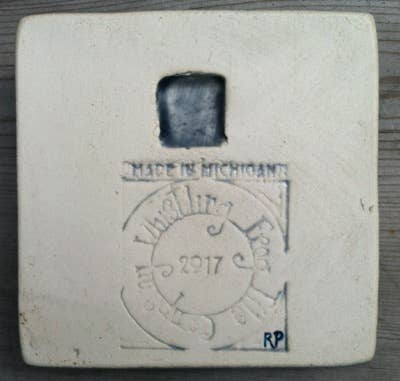 Double Dragonfly Art Tile 6x6: Seaside Blue Glaze