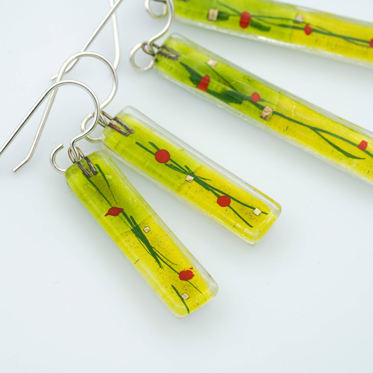 Amidst Poppies Bar Earrings: Large