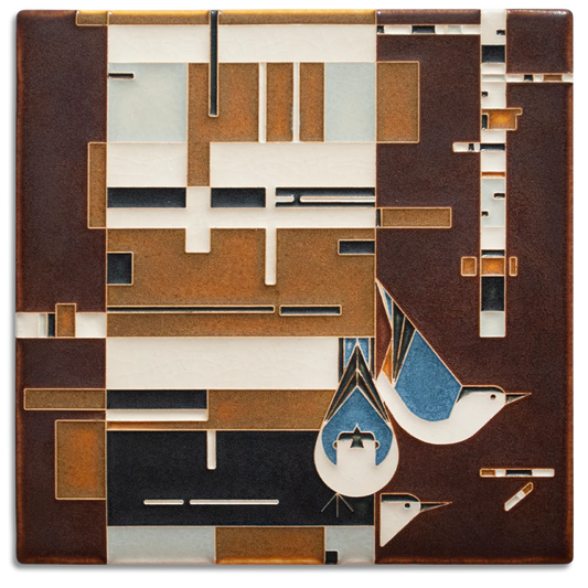 Birch Bark & Birds Tile - 8x8