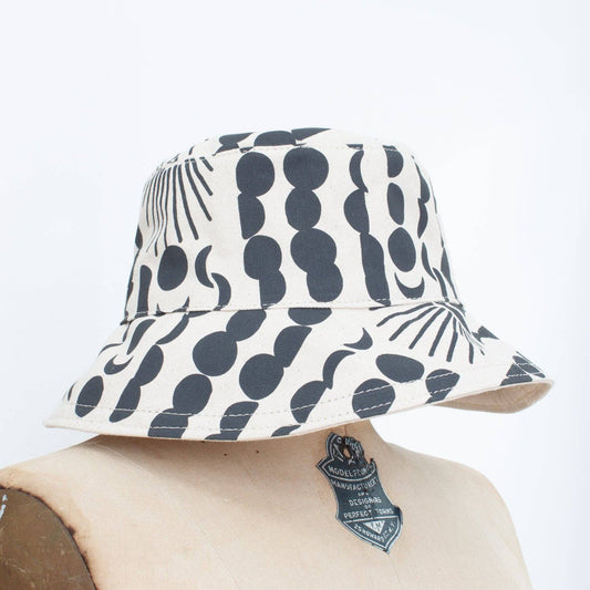 Worn Black Sun + Moon Bucket Hat: Two Sizes