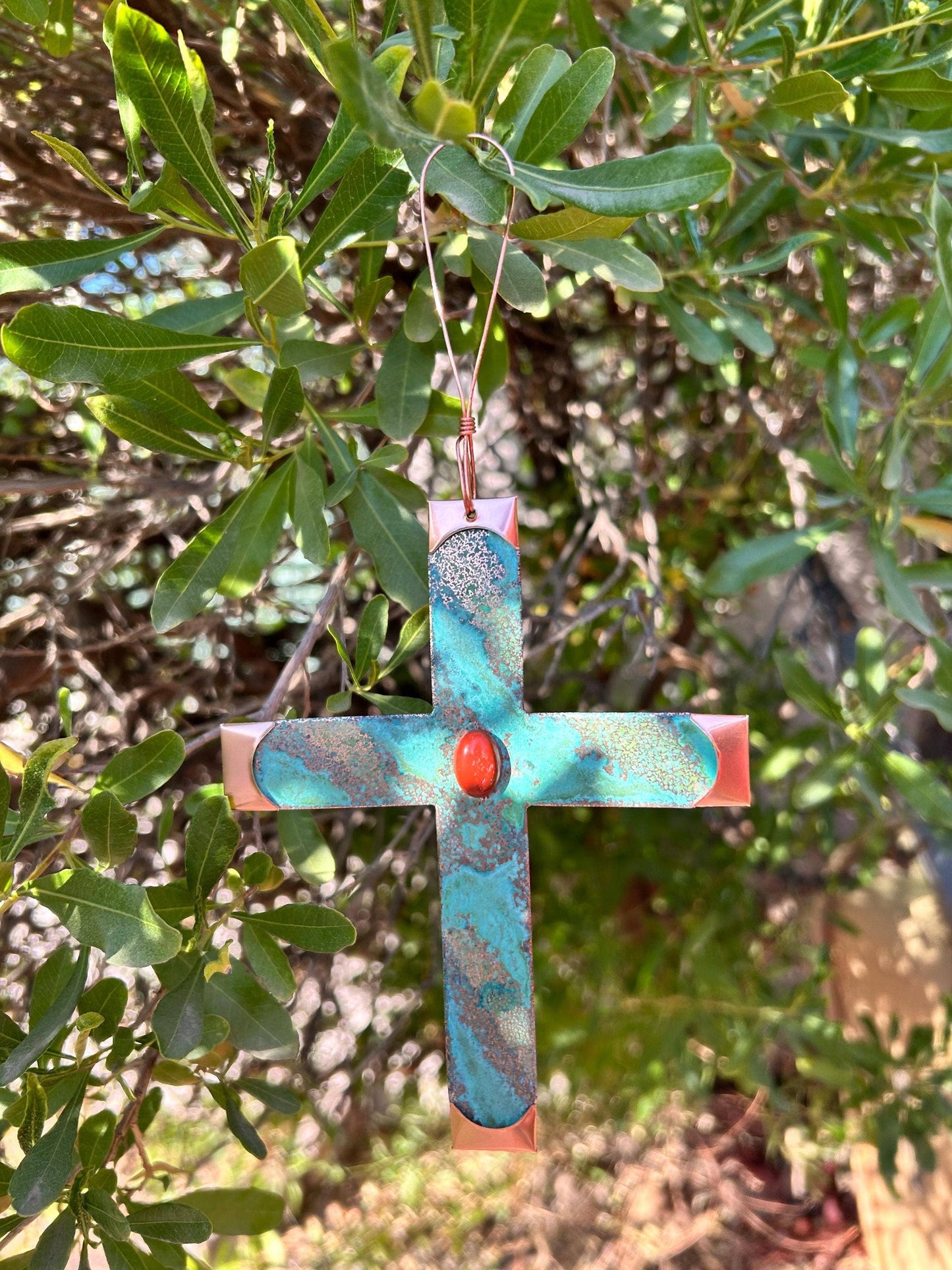 Cross Copper Christmas Ornament