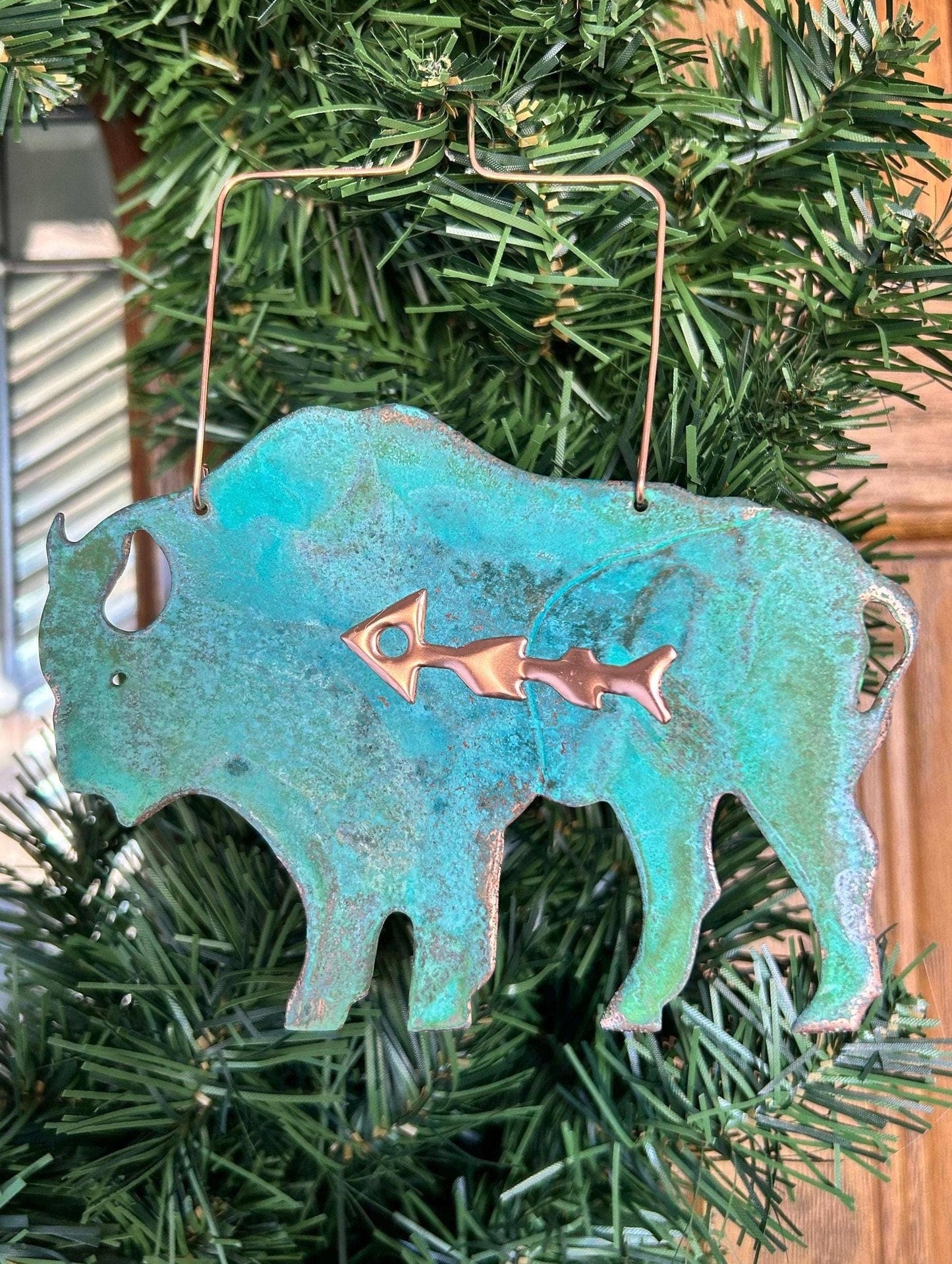 Buffalo Bison Copper Christmas Ornament