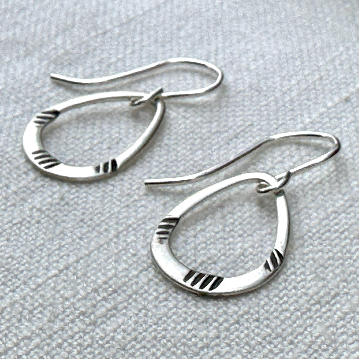 Dainty Sterling Silver Tiny Lisbeth Earrings – Textured Drop Dangle