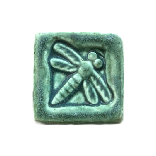 Dragonfly Art Tile 2x2": Leaf Green Glaze