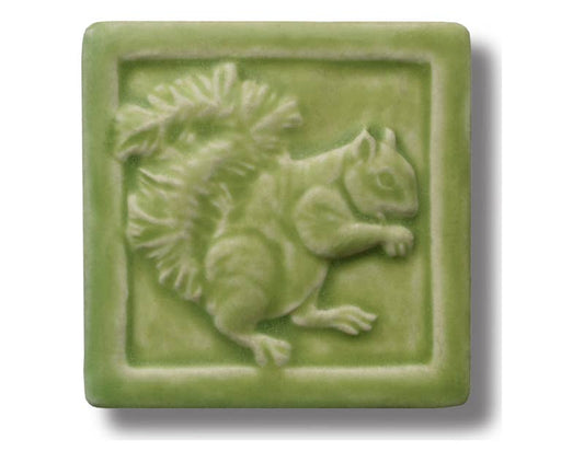 Fred the Squirrel Art Tile 4x4": Oak Hill glaze