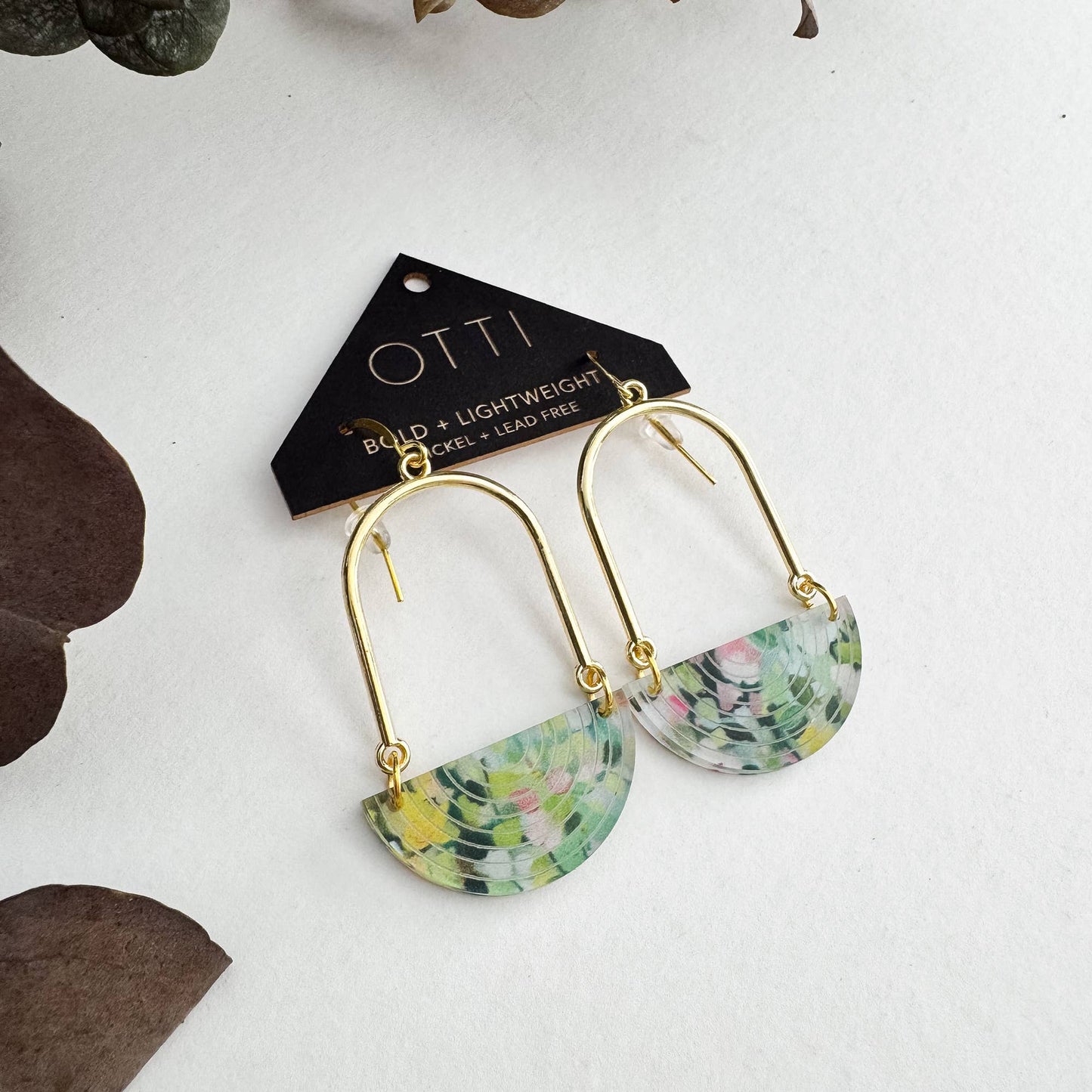 Architectural Half Moon Earrings: Limited SPRING Patterns: Peachy Keen