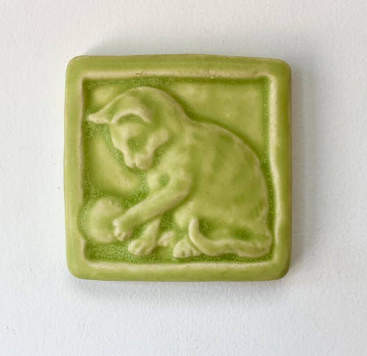 Kitten Art Tile 3x3 : Fresh Water Blue glaze