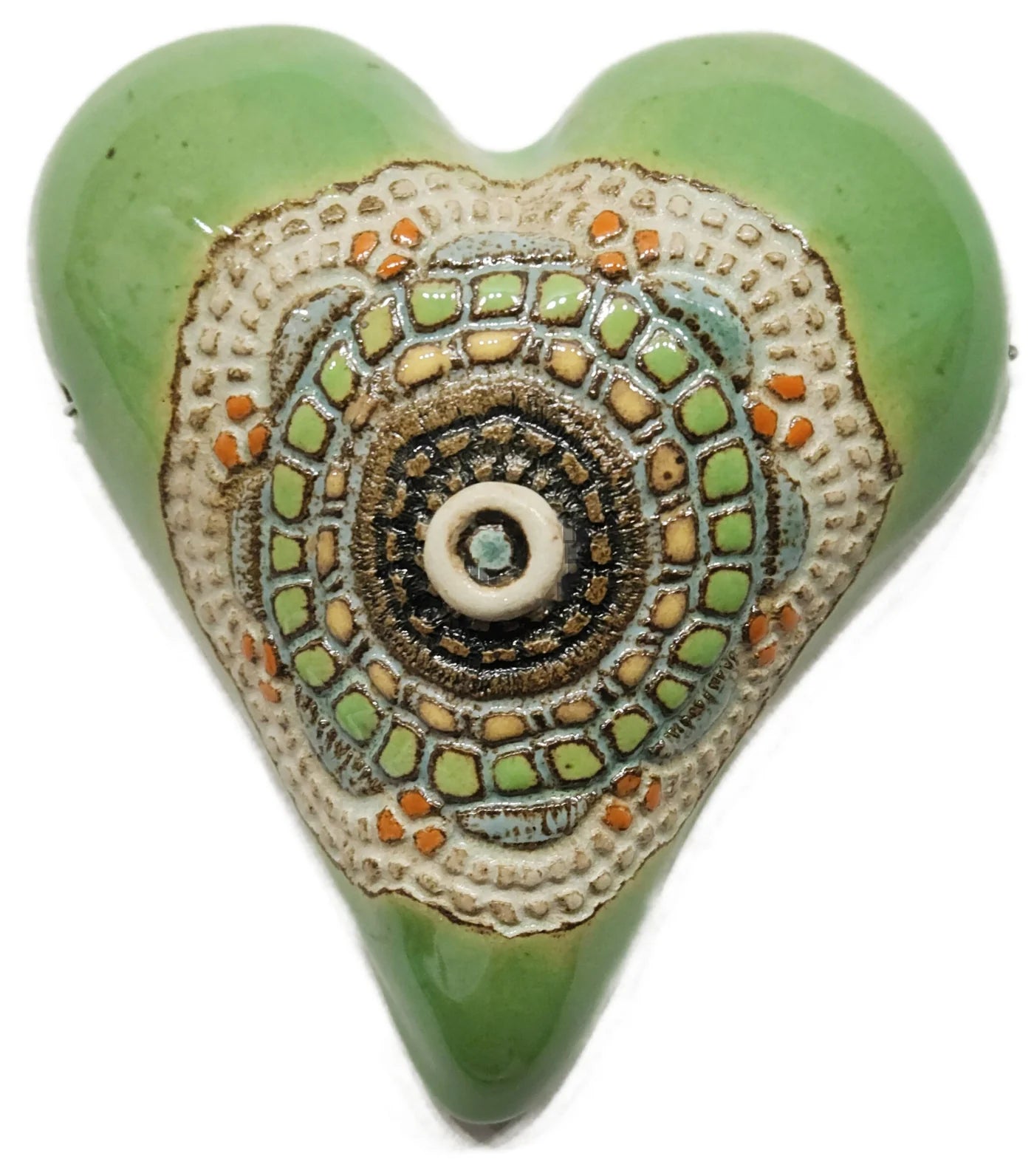 Flower Girl Green Ceramic Heart