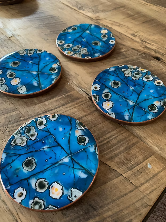 Leland Blue Stone Pattern 4" Coaster Set