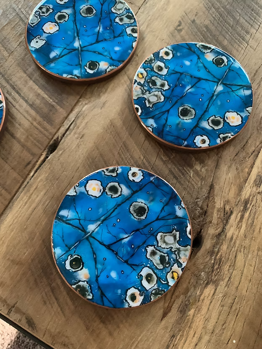 Leland Blue Stone Pattern 4" Coaster Set