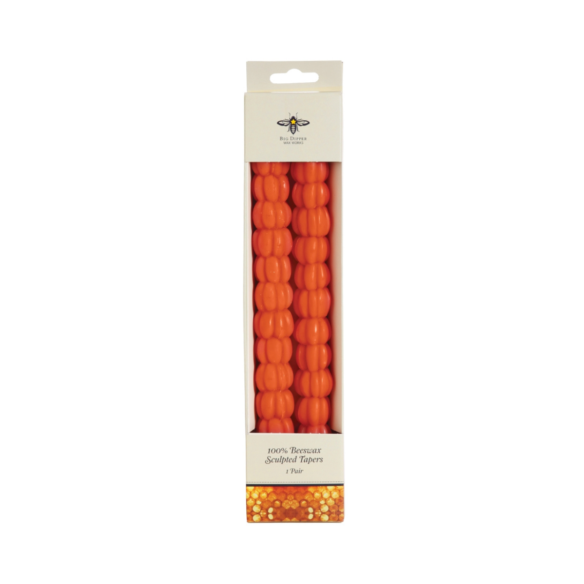 Taper Candles – 100% Pure Beeswax – Sculpted Pumpkin 10"