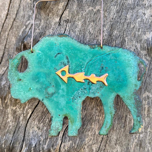 Buffalo Bison Copper Christmas Ornament