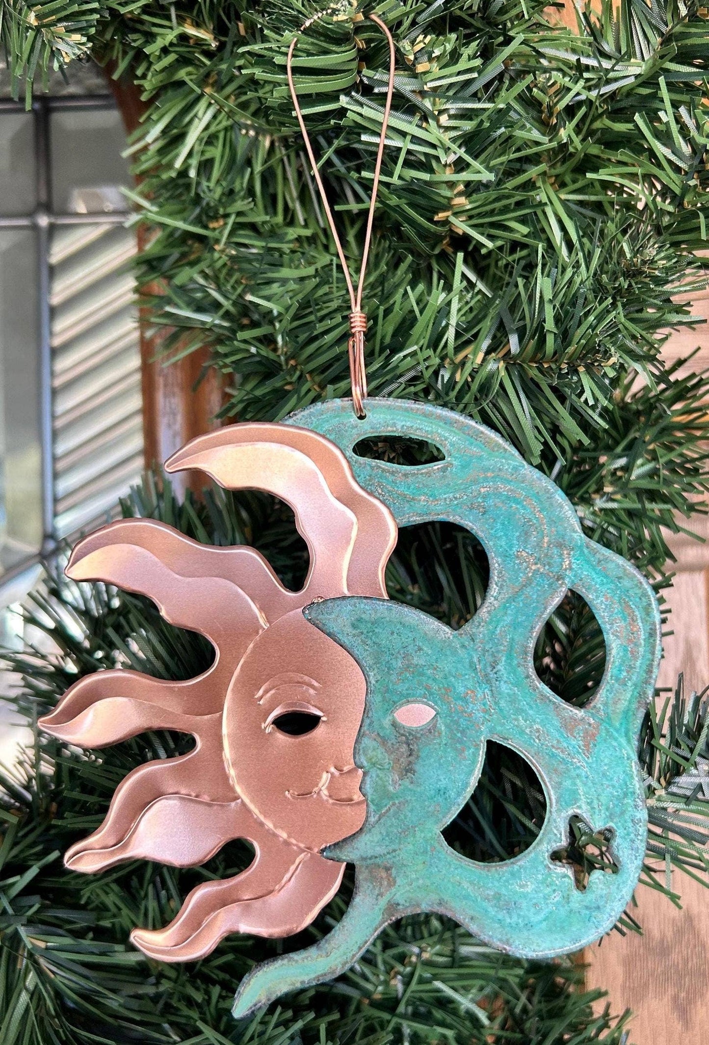 Sun & Moon Copper Christmas Ornament