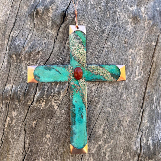 Cross Copper Christmas Ornament