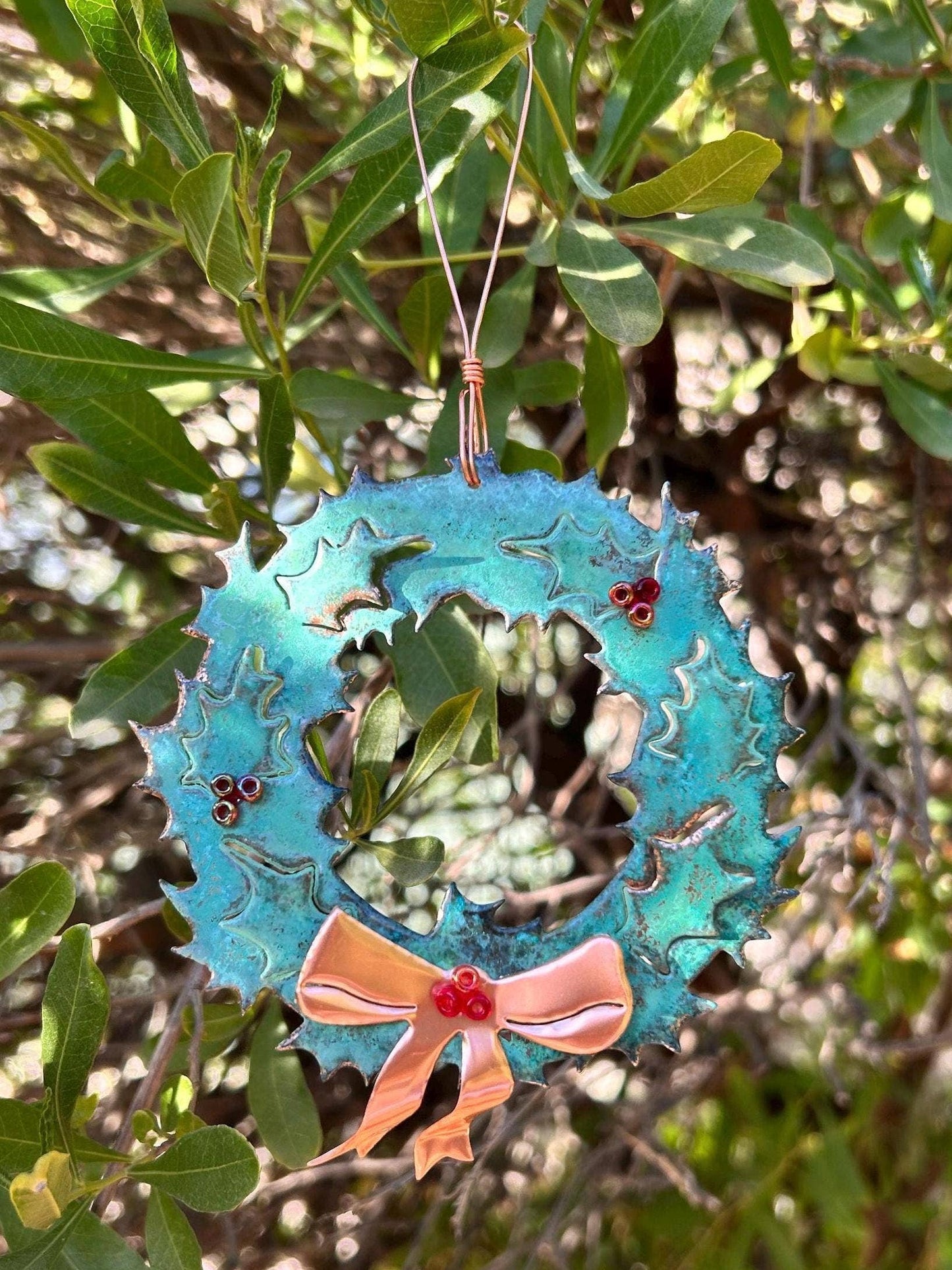 Wreath Copper Christmas Ornament
