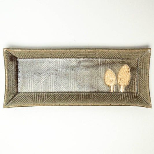 Morel Mushroom Pattern Handmade Ceramic Olive/Butter Dish