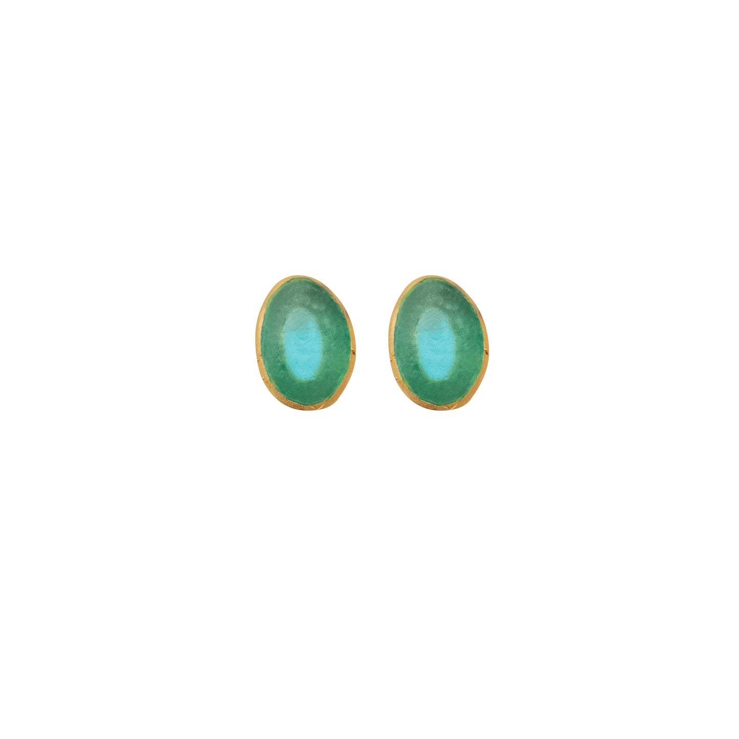 Small Oval Post Earrings: Orange