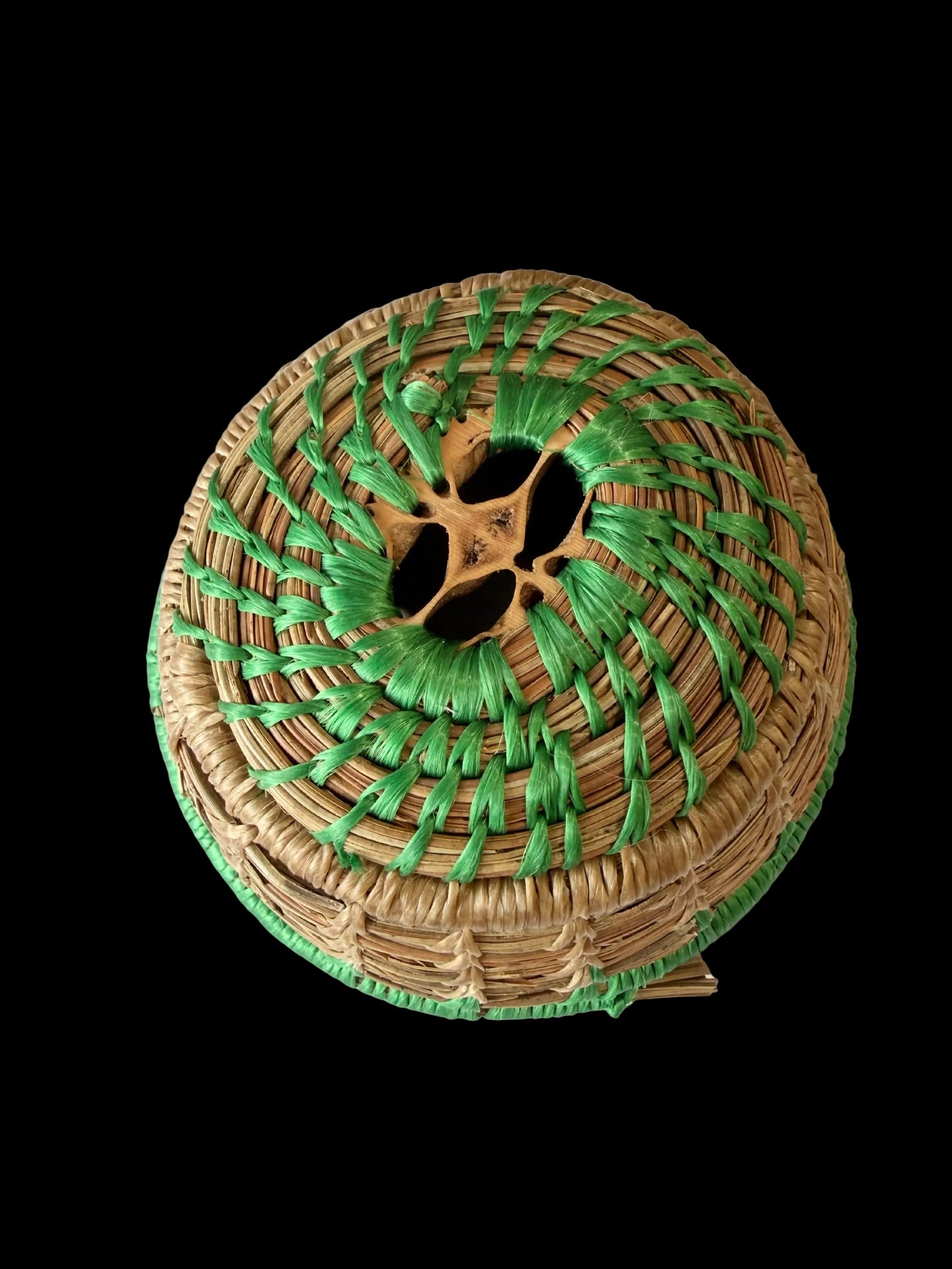 Green w/ Walnut Center Pine Needle Basket