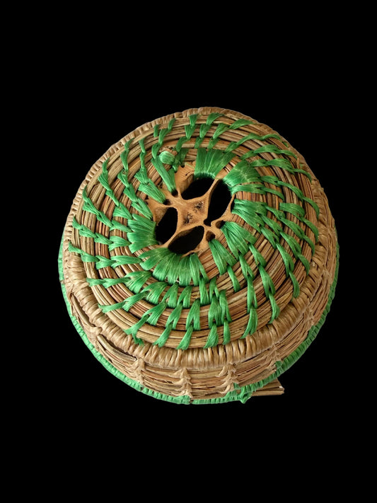 Green w/ Walnut Center Pine Needle Basket