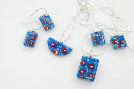 Wild Roses Half-Circles, Finnish Retro-Folk Flowers Earrings