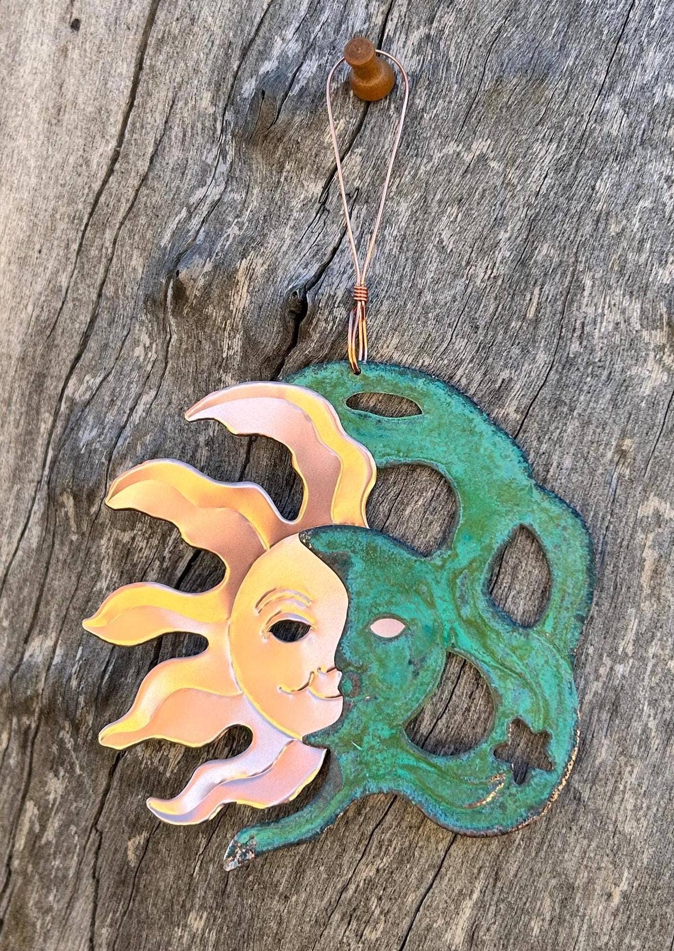 Sun & Moon Copper Christmas Ornament