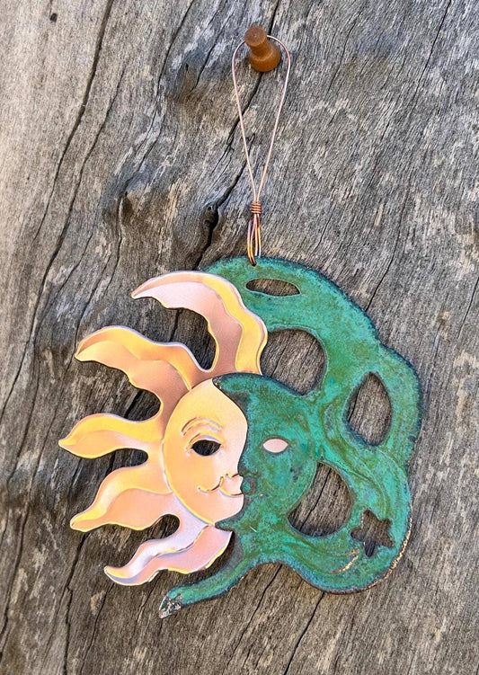 Sun & Moon Copper Christmas Ornament