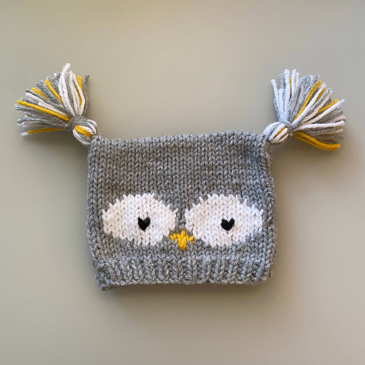 Owl hat; hand knit baby infant hats beanie newborn toddler : Baby