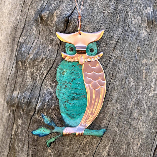 Owl Copper Christmas Ornament