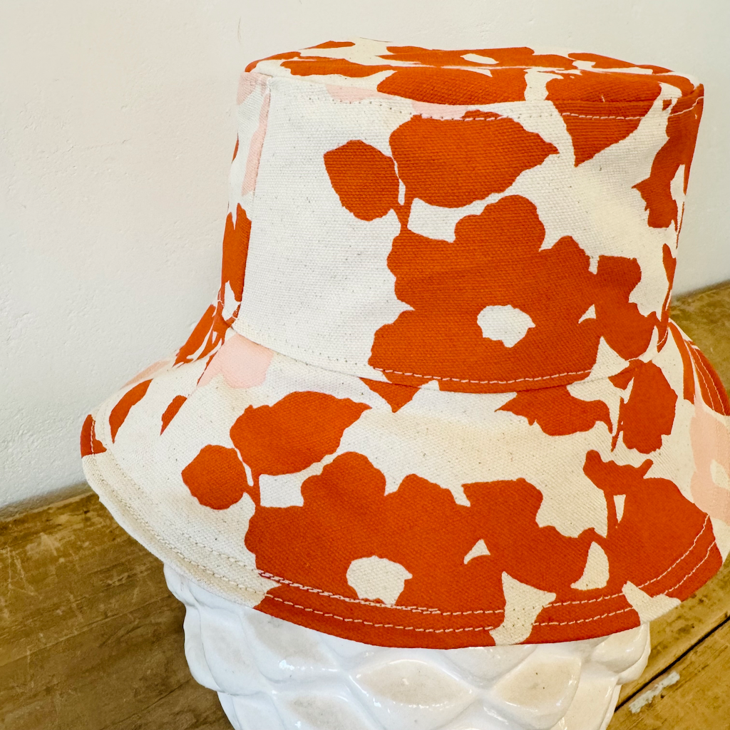 Earthy Anthro Orange + Blush Anita Bucket Hat: Two Sizes