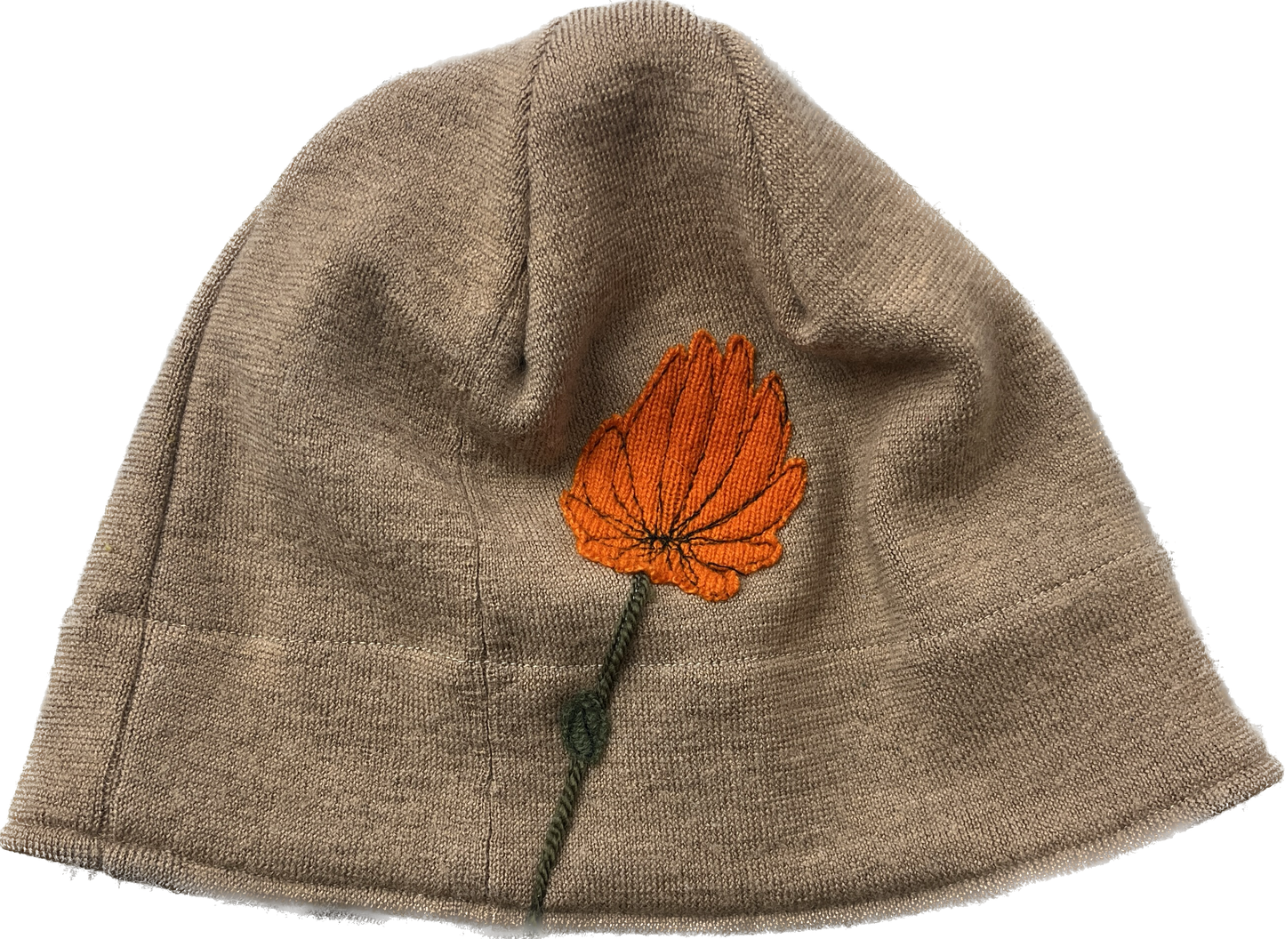 Wool Hat-Mum: Orange on Beige / One Size Fits Most