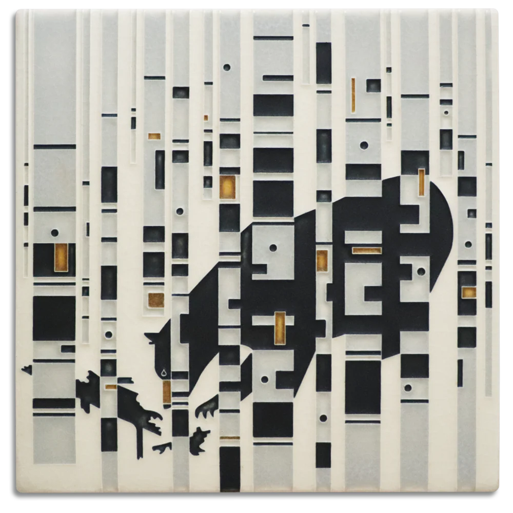 Bear in the Birches Tile - 8x8