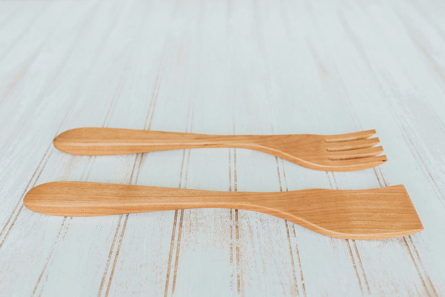 12" Cherry Salad Servers w/ Bee's Oil Finish