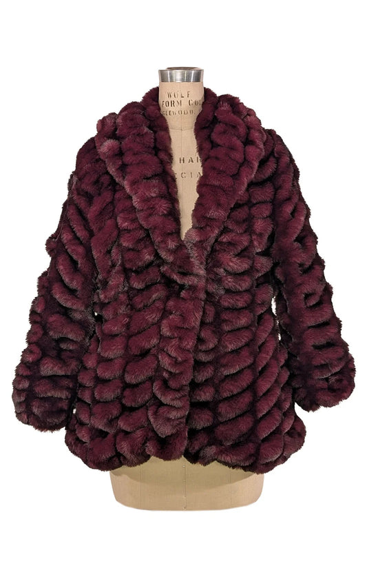 Royal Opulence Faux Fur Cardi Coat - Cherry Bomb