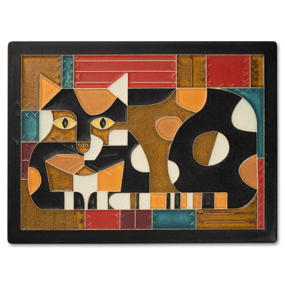 Crazy Quilt Cat Tile - 6x8