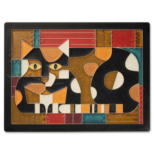 Crazy Quilt Cat Tile - 6x8