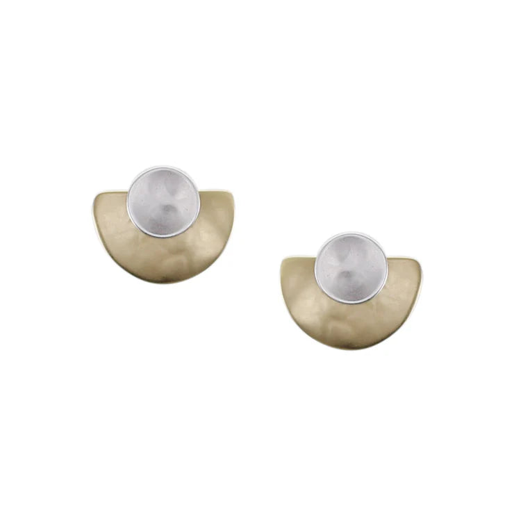 Dished Disc with Semi Circle Clip on Earrings
