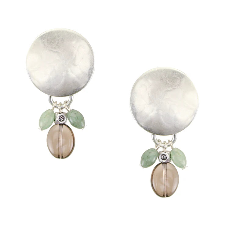 Disc with Quartz and Aventurine Post Earrings
