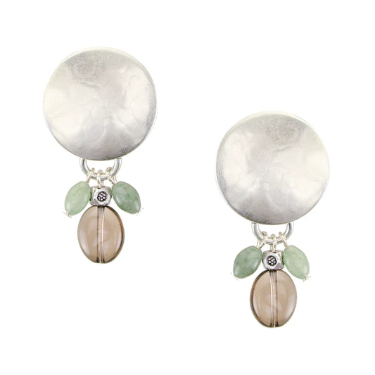 Disc with Quartz and Aventurine Post Earrings