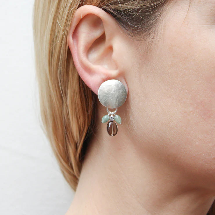 Disc with Quartz and Aventurine Post Earrings