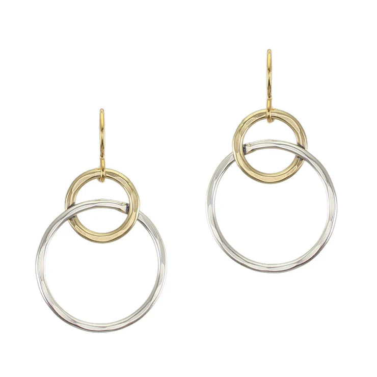 Double Hopps Silver and Brass Earrings