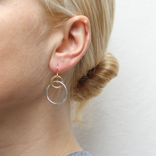 Double Hopps Silver and Brass Earrings