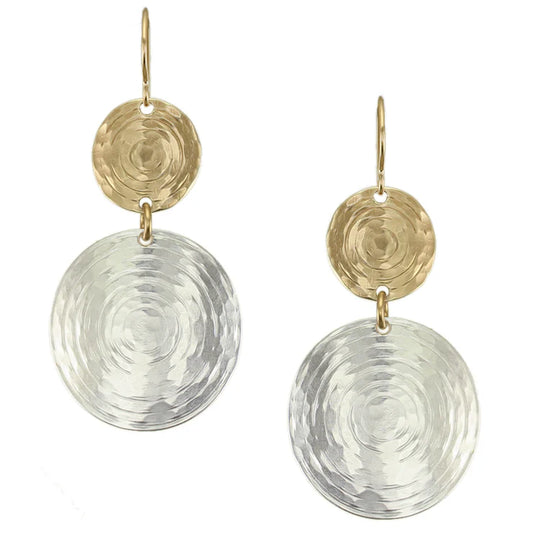Two Tiered Ripple Disc Wire Earrings