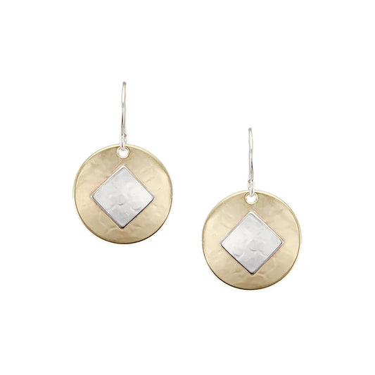 Small Disc and Tile Wire Earrings